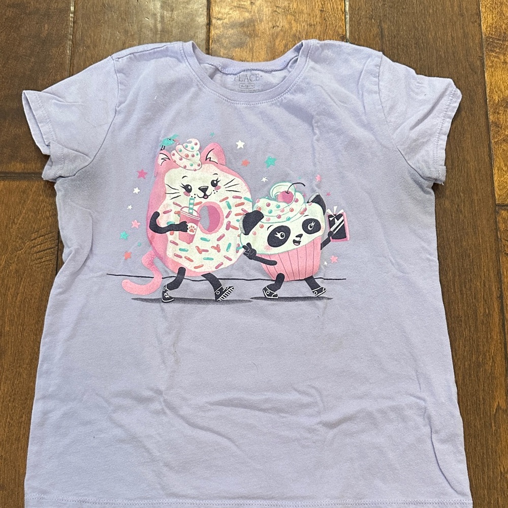The Children’s Place Girls T-Shirt with Cat Donut and Panda Cupcake Graphic